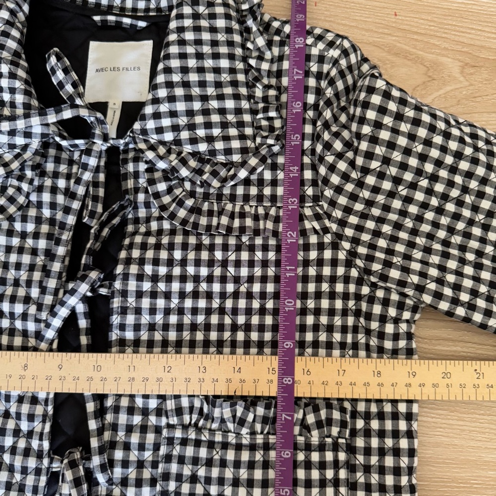 Avec Les Filles Small Maura Bow Tie Check Jacket Black White - Picture 8 of 9